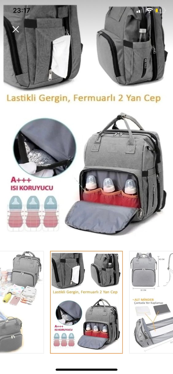 Gri Desenli Bebek Sırt Çantası - Görsel 3