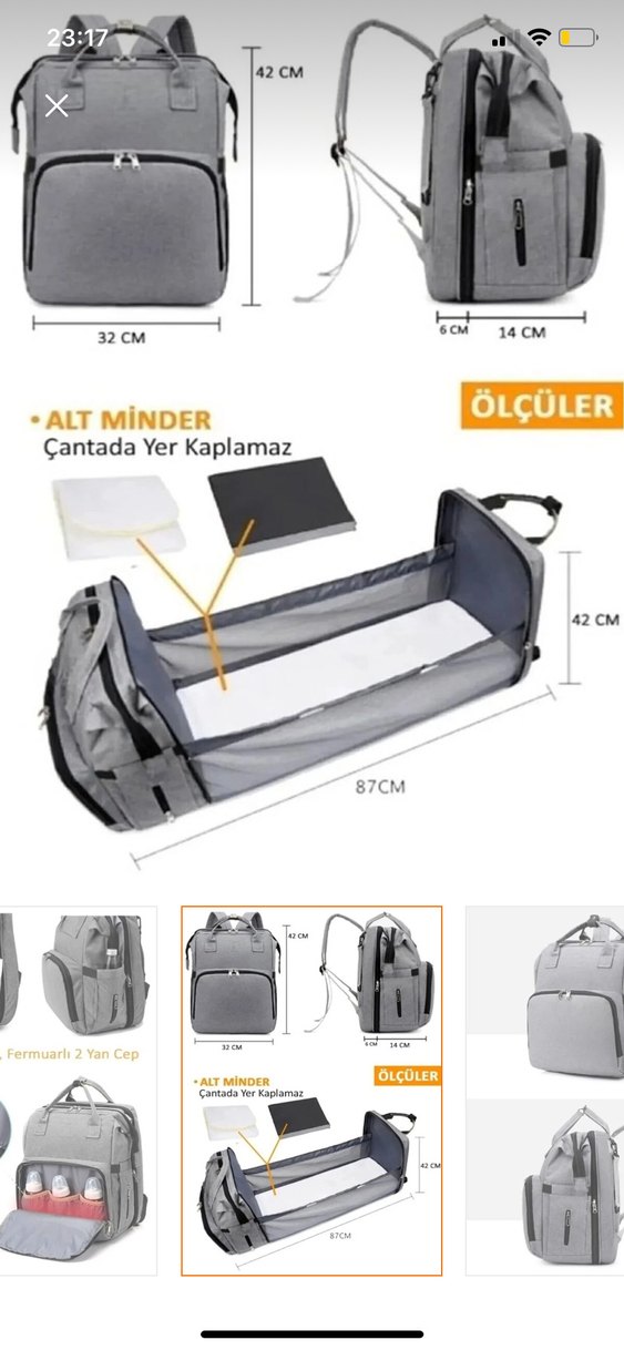 Gri Desenli Bebek Sırt Çantası - Görsel 2