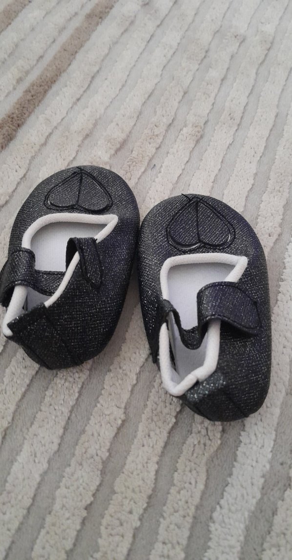 Kız Çocuk Gri Nakışlı Cırtlı Babet - Görsel 3