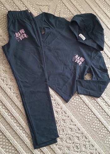 Kapüşonlu lacivert Kız Eşofman Takımı - Görsel 2