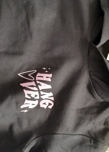 Siyah Kapüşonlu Baskılı Kız Eşofman Takımı - Görsel 4