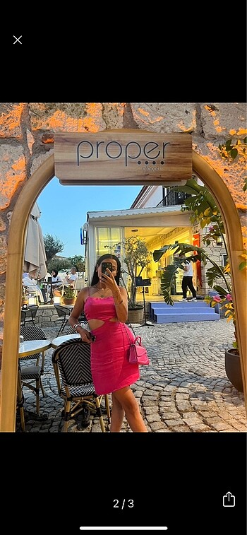 Koton Pembe koton saten elbise