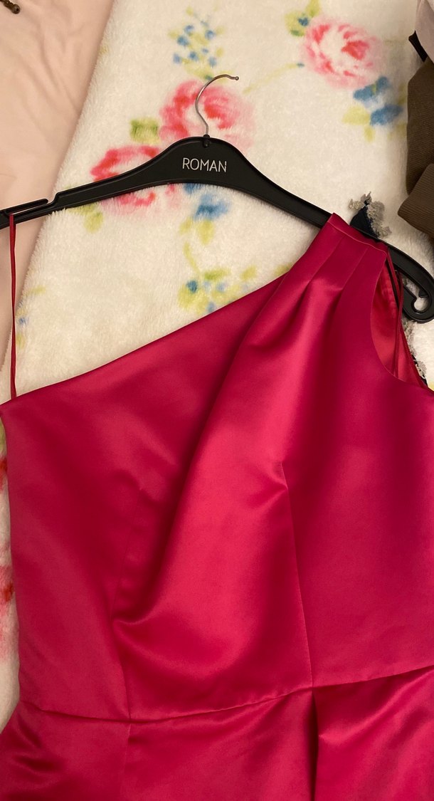 Pembe Straplez Midi Abiye Elbise Roman 36beden - Görsel 5