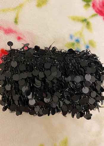 Siyah İşlemeli Zincir Detaylı Kadın Portföy Çanta - Görsel 5