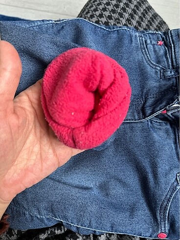 9-12 Ay Beden mavi Renk Kız bebek içi polarlı kot pantolon