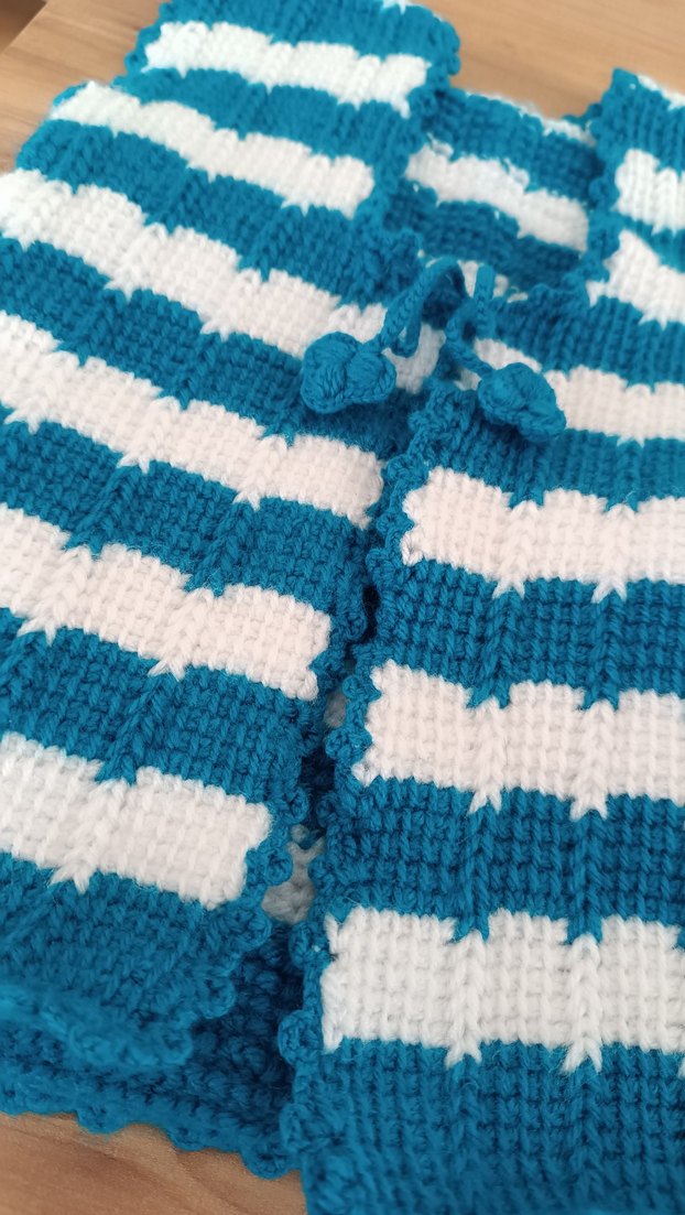 Mavi Çizgili  Çocuk Örgü Yelek - Görsel 2