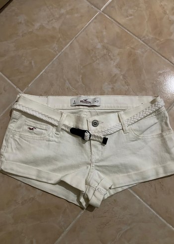 27 Beden beyaz Renk Hollister Mini Kemerli Kadın kot Şort
