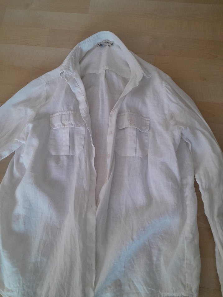 Mudo Beyaz Keten Düğmeli Gömlek - Görsel 4