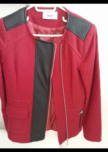 Kırmızı Fermuarlı Kadın Ceket - Görsel 3