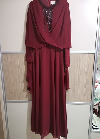 Bordo Abiye Elbise 