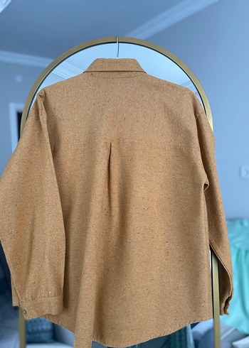 Hardal sarısı Düğmeli Yün Kadın Gömlek - Görsel 5