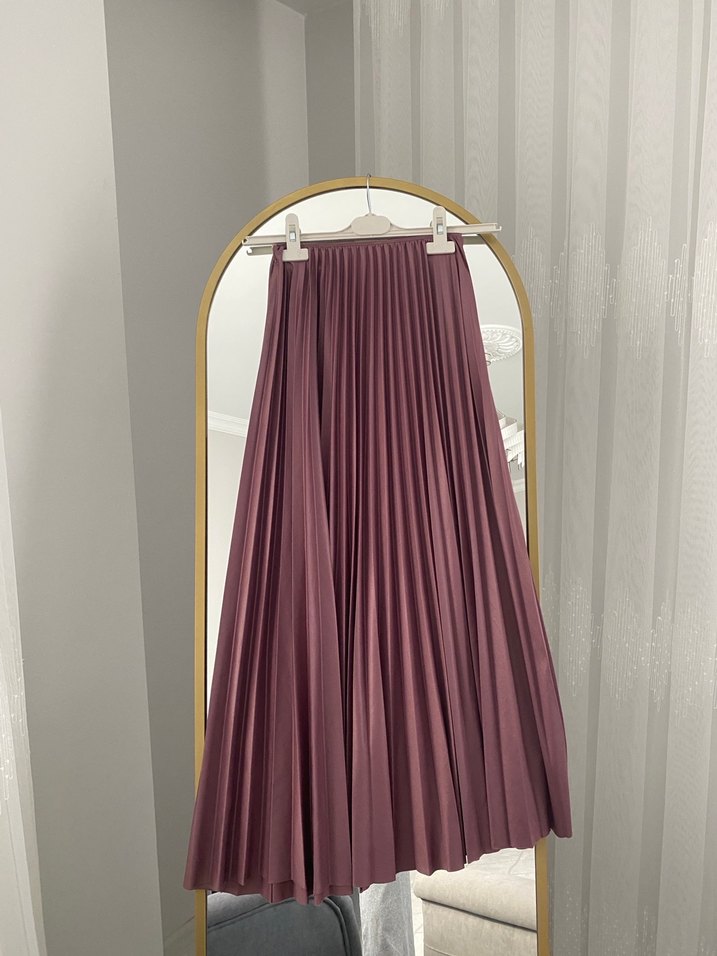 Mor Renkli piliseli Uzun Kadın Etek - Görsel 3