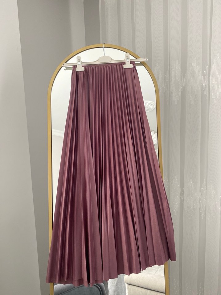 Mor Renkli piliseli Uzun Kadın Etek - Görsel 2