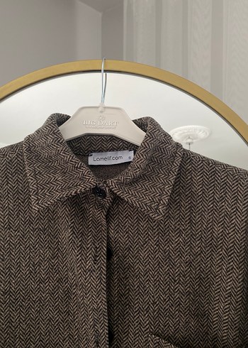 Düğmeli Kahverengi Kalın Kadın gömlek - Görsel 2