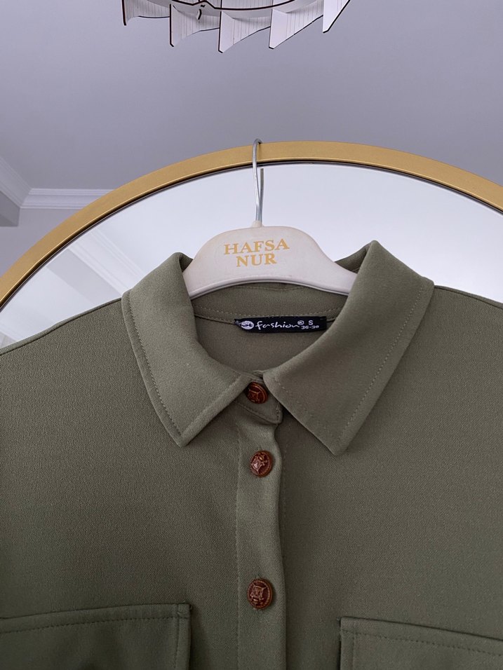 Kemerli Haki Uzun Kadın Elbise - Görsel 5