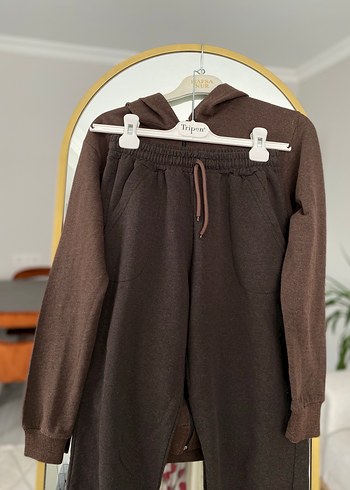 Kadın Kahverengi Kapüşonlu Eşofman Takımı - Görsel 2