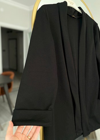 Drapeli Siyah Uzun Kadın Blazer - Görsel 2