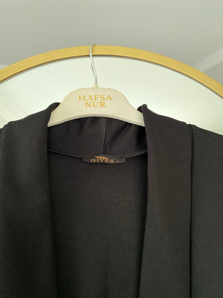 Drapeli Siyah Uzun Kadın Blazer - Görsel 3