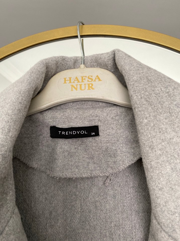 Gri Uzun Kışlık Kaban - Görsel 4
