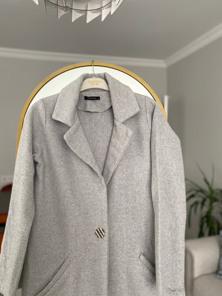 Gri Uzun Kışlık Kaban - Görsel 3