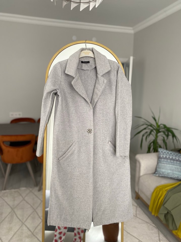 Gri Uzun Kışlık Kaban - Görsel 2
