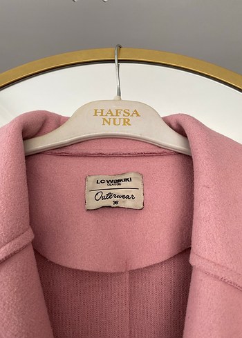 Pembe Bel Detaylı Uzun Kadın Kaban - Görsel 5