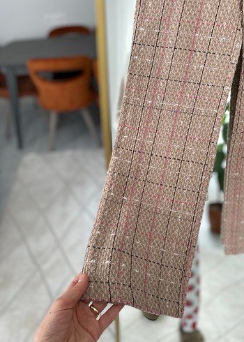 Bej Desenli Triko Kumaş Kadın Pantolon - Görsel 3