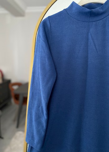 Kadın Mavi Uzun Kollu Midi Tunik - Görsel 2