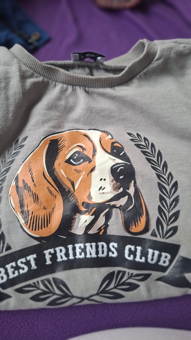 Unisex Kopek Baskılı Cocuk Sweatshirt - Görsel 4