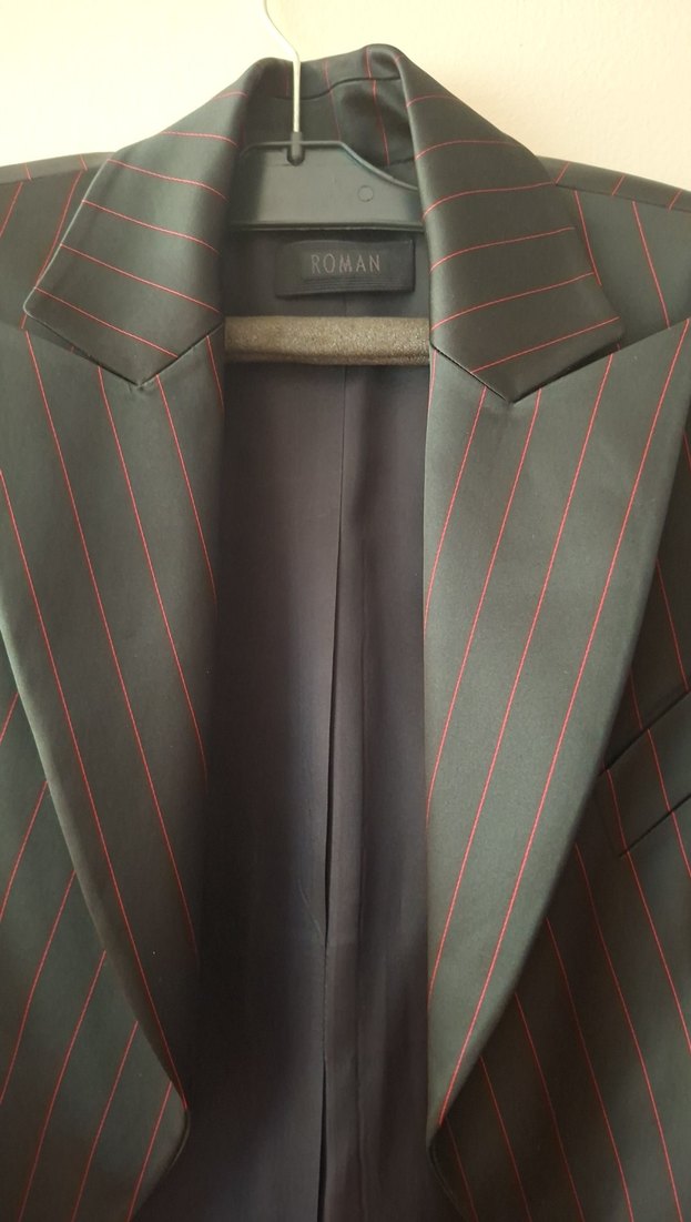 Çizgili Siyah Mini Takım Elbise - Görsel 2