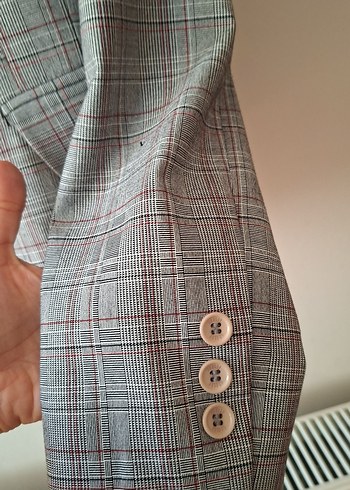 38 Beden gri Renk Gri Düğmeli Kadın Blazer Ceket