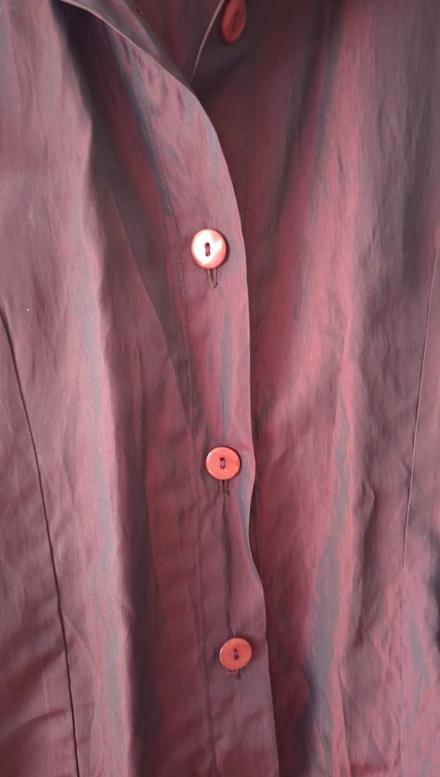 Bordo Düğmeli Uzun Kollu  Gömlek - Görsel 2