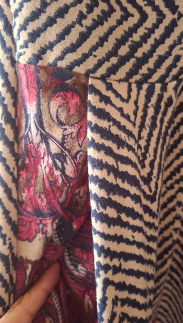 Renkli  Gri Bağlama Desenli Salaş Elbise - Görsel 3