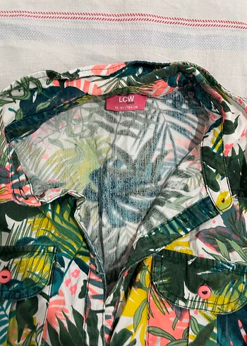 renkli yaprak desenli 15-16 yaş kız çocuk elbise - Görsel 2