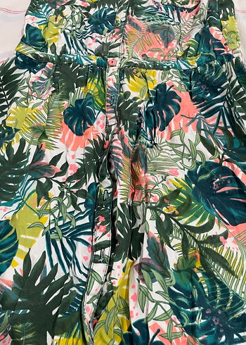 renkli yaprak desenli 15-16 yaş kız çocuk elbise - Görsel 4