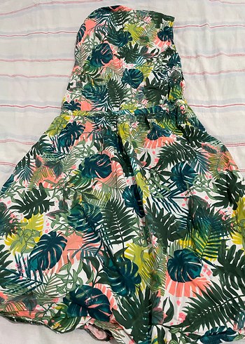 renkli yaprak desenli 15-16 yaş kız çocuk elbise - Görsel 5