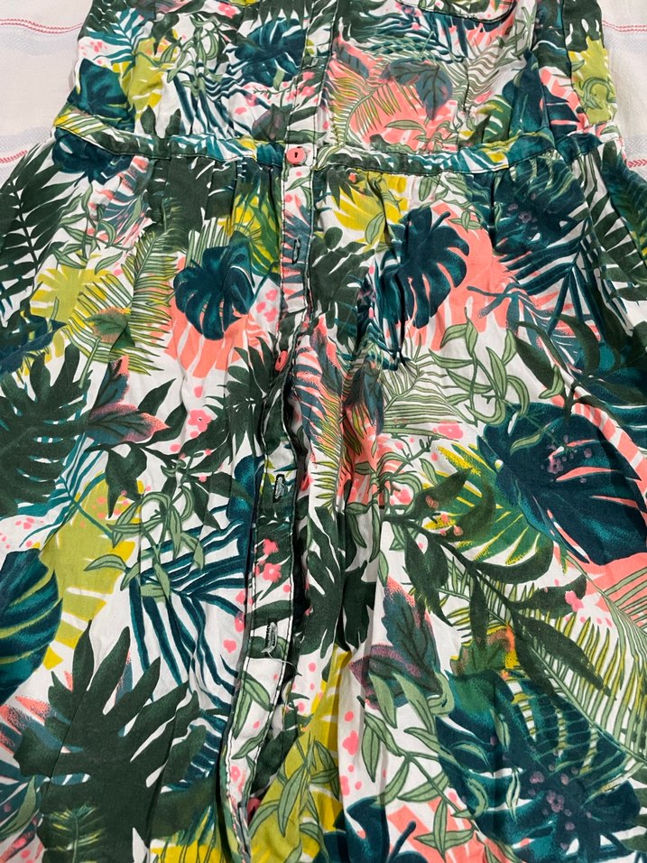 renkli yaprak desenli 15-16 yaş kız çocuk elbise - Görsel 4