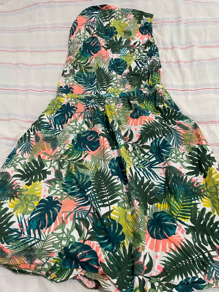 renkli yaprak desenli 15-16 yaş kız çocuk elbise - Görsel 5