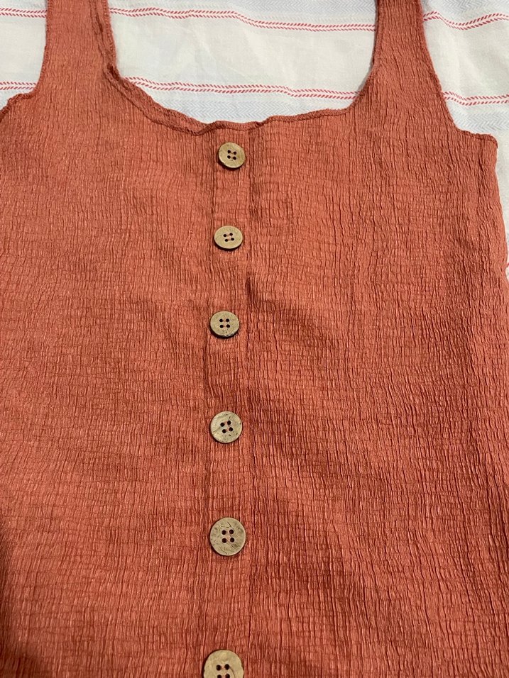 kiremit rengi düğmeli bluz - Görsel 3