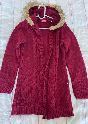 bordo örgü kız çocuk hırka - Görsel 2