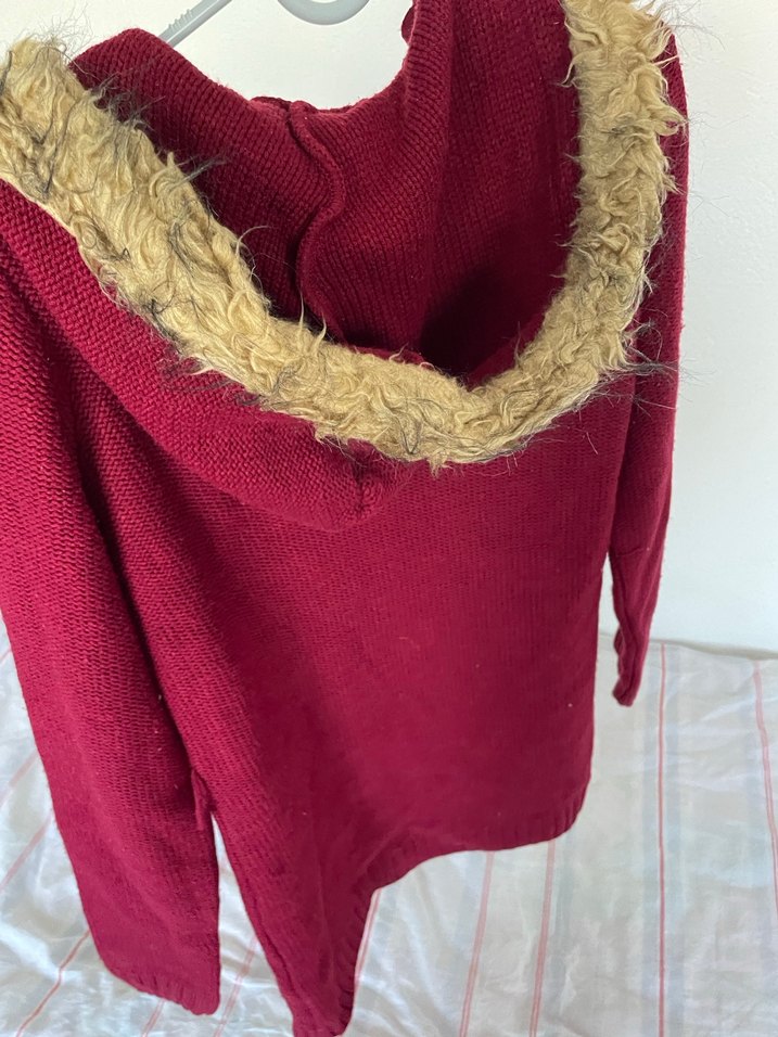 bordo örgü kız çocuk hırka - Görsel 5