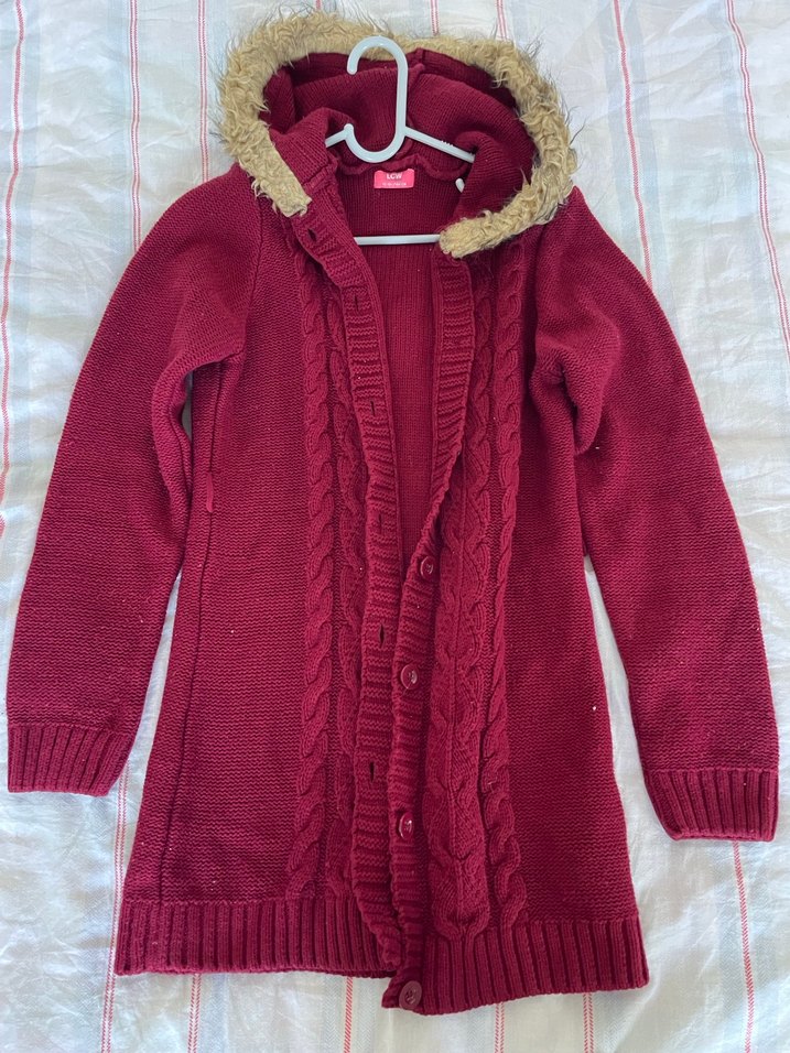 bordo örgü kız çocuk hırka - Görsel 2