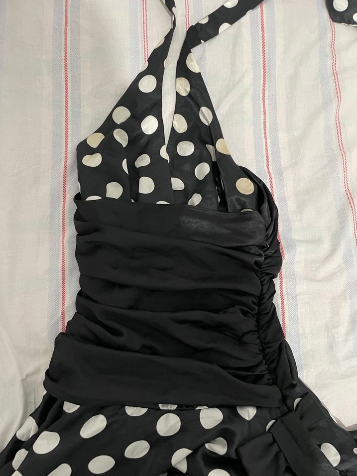 siyah puantiyeli abiye elbise - Görsel 4