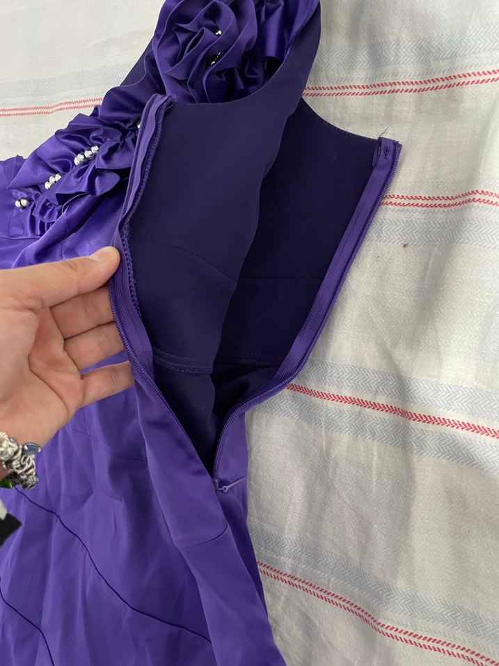 42 beden tek omuzlu abiye elbise - Görsel 2