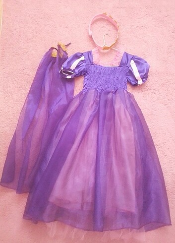 4 Yaş Beden mor Renk Rapunzel kostümü