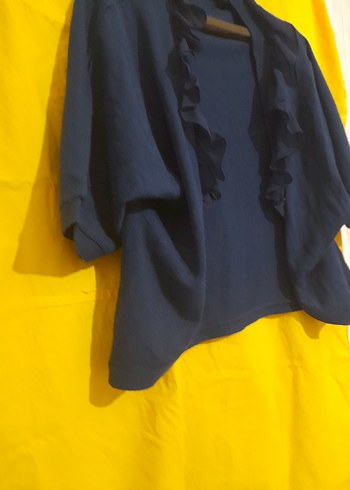 kadin Lacivert Fırfırlı Bolero - Görsel 6