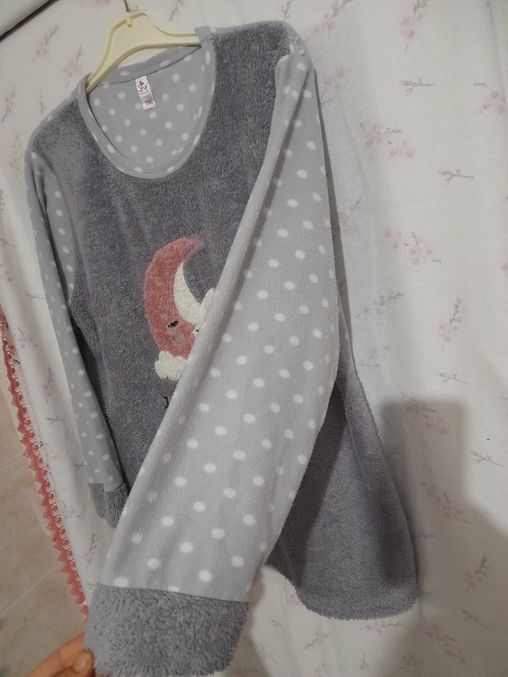 Zara Gri Desenli  Uyku  polar  pijama Üstü - Görsel 5