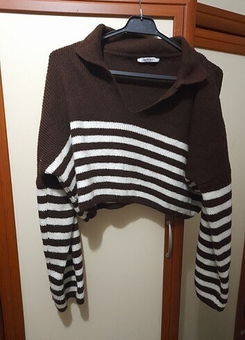 Zara triko kazak kahverengi 38 42 beden