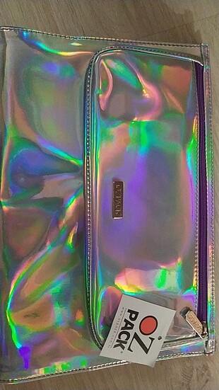 Orta Laptop Hologram Mor Ozpack Çanta