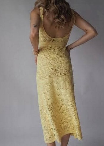 Zara Sarı Bohem Örgü Uzun Elbise